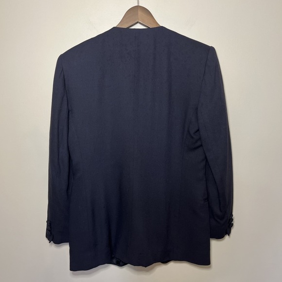 VTG Christian Dior Double-Breasted Blazer Navy Blue Wool Rayon 80s 90s Size 6 - Picture 6 of 10